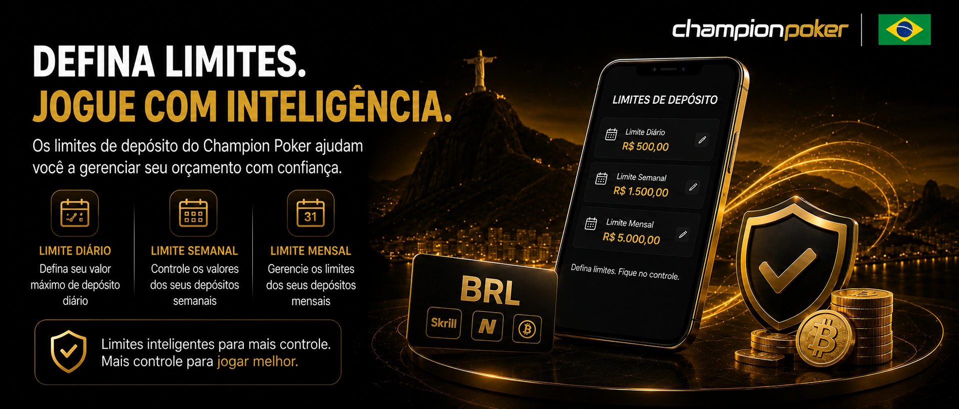 Proteção de conta e verificação etária no Champion Poker para o Brasil